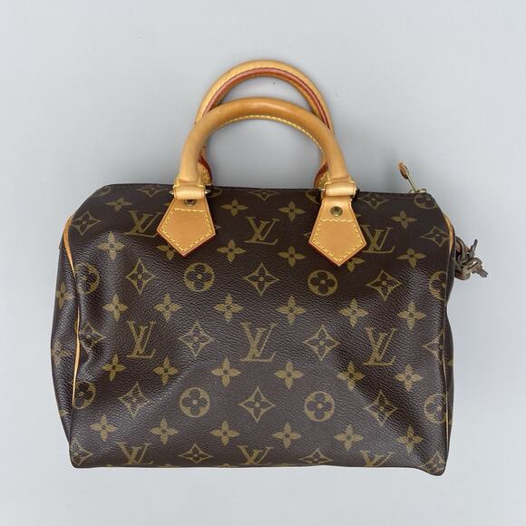 Louis Vuitton Speedy Duffle Monogram 25 Brown Canvas Boston Bag Top Handle Bag - Picture 1 of 15